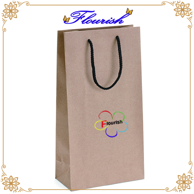 Download Two Bottle Wine Packaging Kraft Paper Bag With Black Cotton Handle Buy Wine Bag Two Bottle Paper Bag Kraft Paper Gift Bag Product On Qingdao Flourish Industrial And Trading Co Ltd