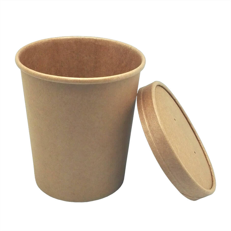 Recyclable Brown Kraft Paper Round Soup Lunch Box