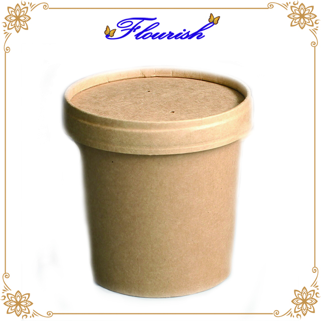 Recyclable Brown Kraft Paper Round Soup Lunch Box