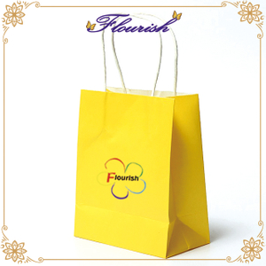 Fashion Yellow Kraft Paper Apparel Packaging Bag 