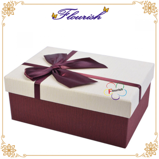 Burgundy Color Premium Linen Paper Gift Packaging Box