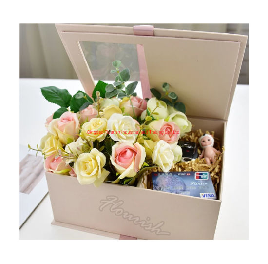 Wholesale Printed Logo Pink Flower Shopping Box Birthday Gift Box Valentine′s Day Gift Box