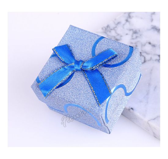 Blue Coated Paper Ring Packaging Square Box
