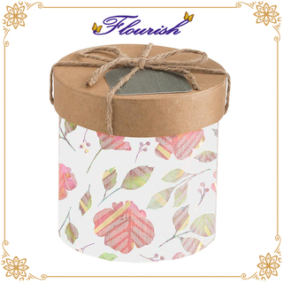 Floral Printing Linen Paper Flower Storage Round Box