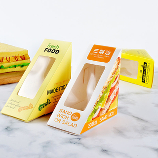 Custom Logo Printed Sandwich Box,Food Grade Paper Packaging Box With Window