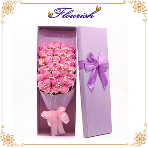Gold Stamping Purple Cardboard Bouquet Surprise Box